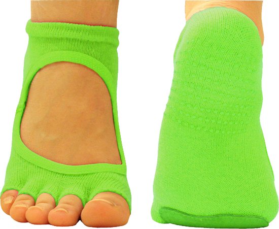 Norfolk Anti-Slip Yoga en Pilates Sokken met Leren Pads - Ballet - Dans - Teensokken - Groen - 36-40 - Shakira van Norfolk