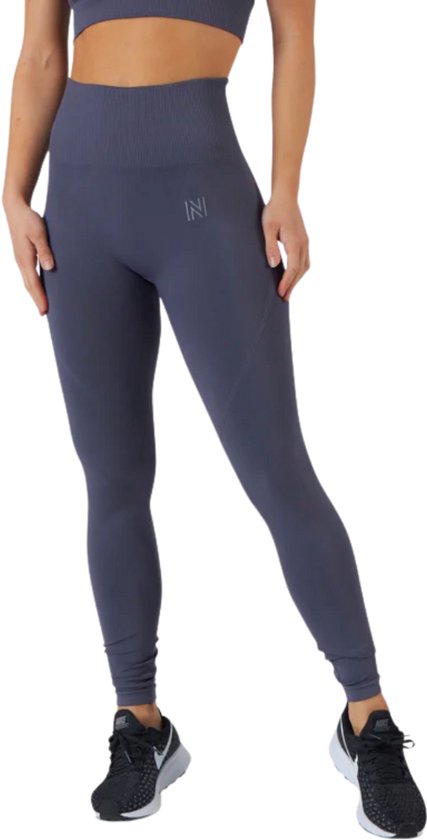 Norfolk Sportlegging Dames - High Waist - Naadloos - Flatterende Pasvorm - Vochtafvoerende Sportbroek - Grijs - Large - Erica Leggings van Merkloos