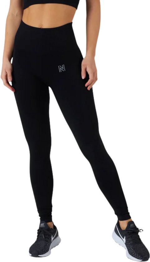 Norfolk Sportlegging Dames - High Waist - Naadloos - Flatterende Pasvorm - Vochtafvoerende Sportbroek - Zwart - Small - Erica Leggings van Merkloos