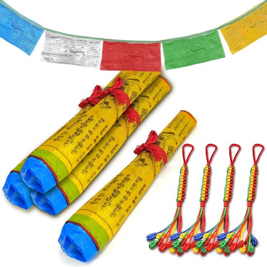 NTHProducts - Tibetaanse Gebedsvlaggen - Buitendecoratie - 5 Meter Lang - 20 Vlaggen - Meditatie - Spirituele Versiering - Geschikt voor Buiten