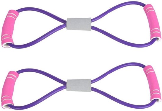 Oefenband voor Body Building en Fitness met 8 Shape Design - Set van 2 in 3 kleuren - Voor thuistraining, yoga, pilates - Geschikt voor armoefeningen