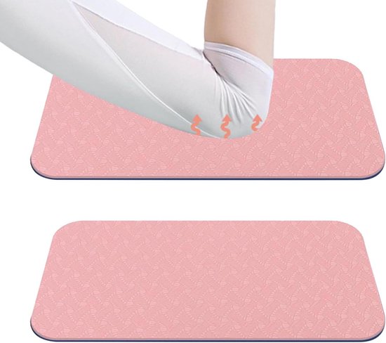 Oefenmat Elleboogsteun - Pilates Kussen - Comfortabel Trainen - Hoge Dichtheid TPE - 35 x 18 cm - Roze Blauw