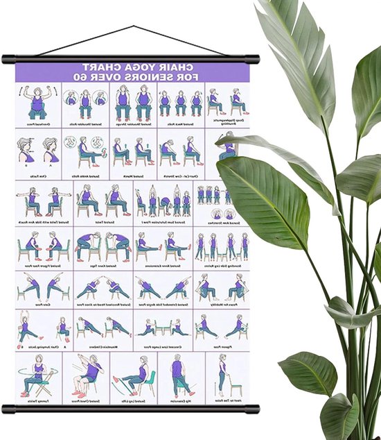 Oefenposter - Yoga Pilates Kaart - Thuis Workout - Opvouwbaar Ontwerp - 40 x 60 cm - Meerdere Kleuren