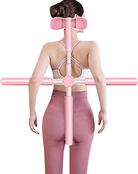 Oefenstok - Stretchstang Yoga Stick - Flexibiliteit Verbeteren - Gecapitonneerd Schuim - 82 cm - Roze