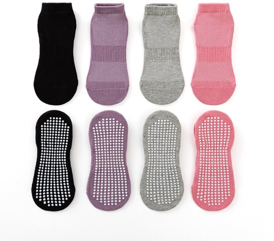 OIMG Antislipsokken voor heren en dames - Antislip yogasokken voor dames - Antislipsokken - Antislipsokken voor thuis voor heren en dames - Thuissokken - 4 paar - Maten 38-43 van Merkloos