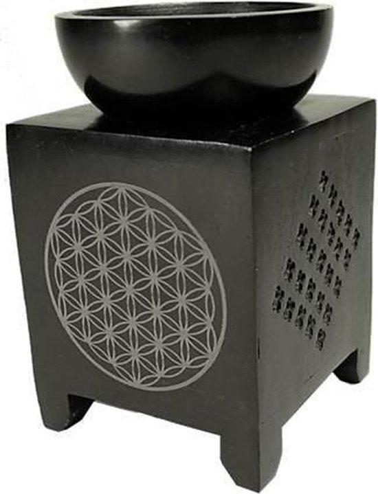 Olieverdamper zeepsteen Bloem des Levens - 11 - Zeepsteen - Zwart - L van Merkloos