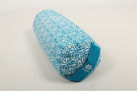 Om Namaste Bolster Design Turquoise Yogabolster - Gevuld met Boekweitkaf