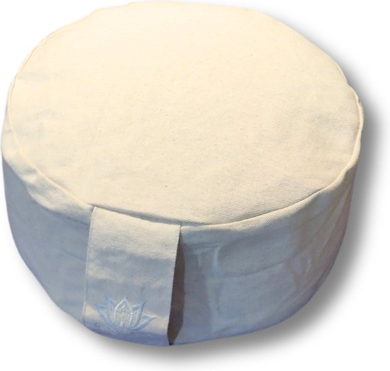 Om Namaste Design Meditatiekussen Rond - Creme - Naturel Katoen van Merkloos
