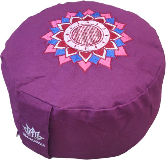 Om Namaste Design Meditatiekussen Rond - Cyclaam met Lotus van Om Namaste