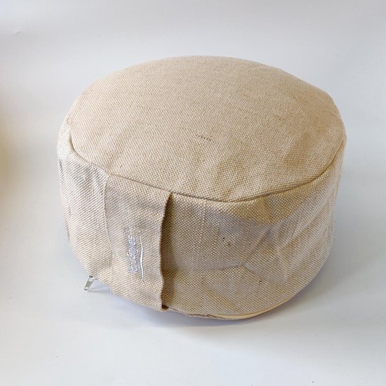 Om Namaste Design Meditatiekussen Zitkussen Rond - Creme - jute look van Om Namaste