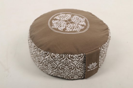 Om Namaste Design Meditatiekussen Zitkussen - Rond - Grijs met Wit van Om Namaste Design
