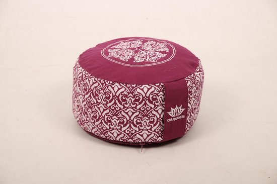 Om Namaste Design Meditatiekussen Zitkussen - Rond - Paars met Wit van Om Namaste