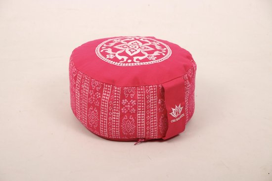 Om Namaste Design Meditatiekussen Zitkussen - Rond - Roze met Wit van Om Namaste