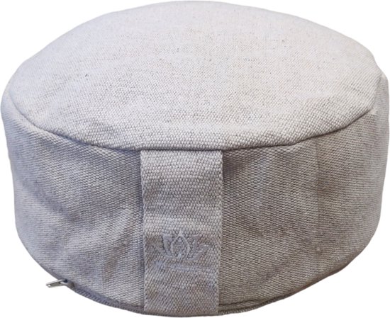 Om Namaste Design XL Meditatiekussen Zitkussen Rond - Creme - jute-look - XL van Om Namaste