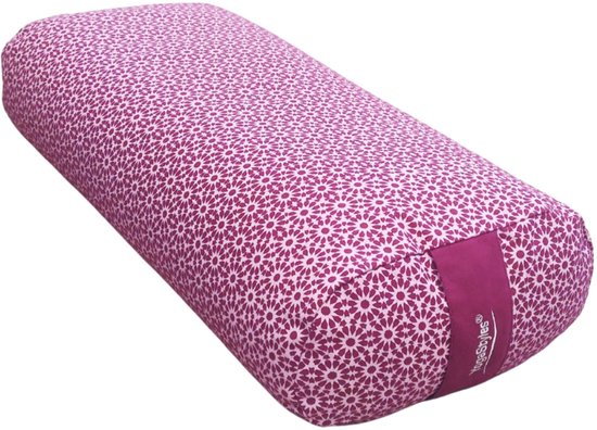 Om Namaste Design Yogabolster Ovale Bolster voor Yoga - Ovaal Design - Roze & Paars - Pink Flower van Om Namaste Design