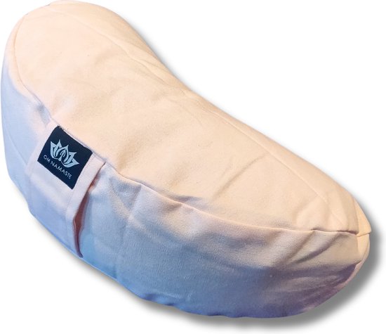 Om Namaste Halve Maan Meditatiekussen Zitkussen Pro Moon Licht Roze van Yogi & Yogini