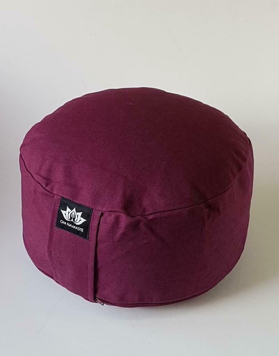 Om Namaste Meditatiekussen Rond - Pro Rondo - Bordeaux Paars van Yogi & Yogini