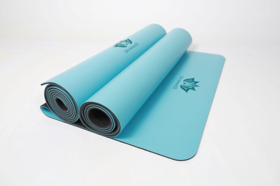 Om Namaste PU rubber Yogamat - mat voor yoga en fitness - licht blauw van Om Namaste