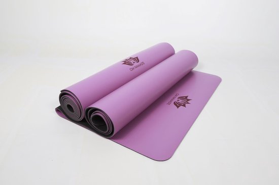 Om Namaste PU rubber Yogamat - mat voor yoga en fitness - licht paars - lila van Merkloos