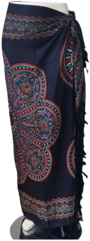 Om Namaste Sarong - 628 - Kleurige Bloem op Zwart