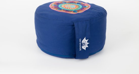 Om Namaste Symbolic Meditatiekussen Zitkussen - Rond -  Blauw - Ohm Multicolor van Om Namaste