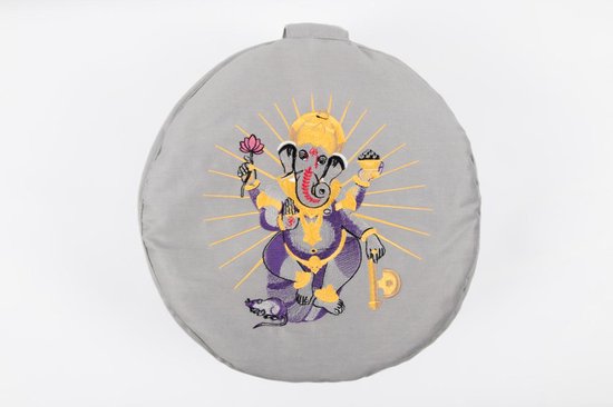Om Namaste Symbolic Meditatiekussen Zitkussen - Rond - Ganesha - Grijs van Om Namaste