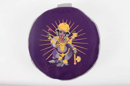 Om Namaste Symbolic Meditatiekussen Zitkussen - Rond - Ganesha - Paars van Om Namaste