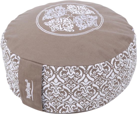 Om Namaste XL Design Meditatiekussen Zitkussen Rond Grijs met Wit - XL van Om Namaste
