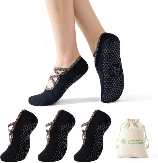 Omgoods - Antislip Pilates Sokken voor Dames - 3 Paar