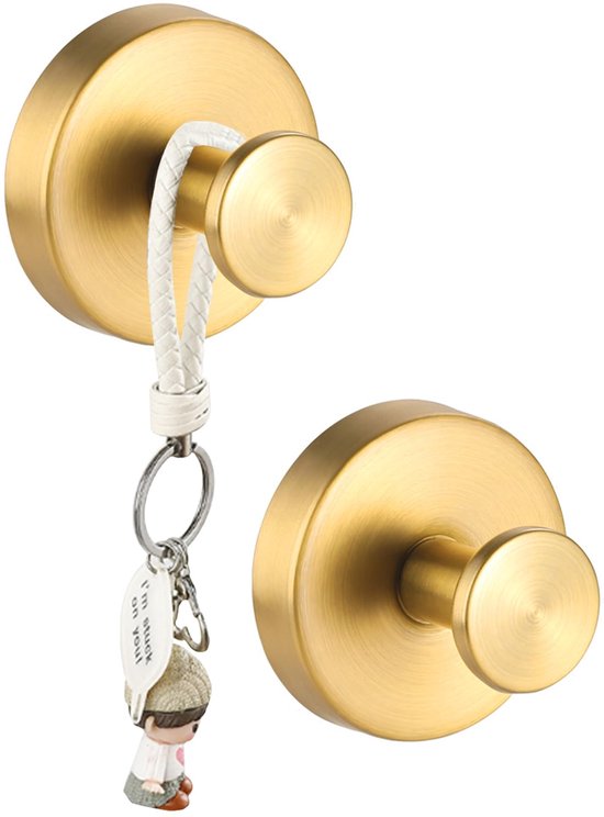 Omgoods - Set van 2 Zuignaphaakjes - Roestvrij Staal - Zonder Boren - Goudkleurig van Omgoods