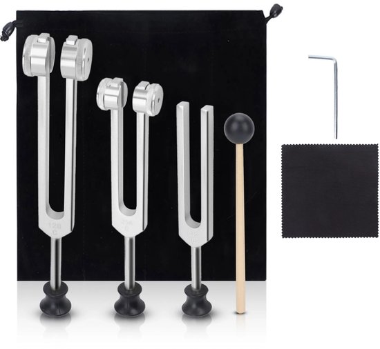 Omgoods- Stemvork Set - Draagbaar Instrument - 128/256/512 Hz - Meditatie/Yoga - Aluminium - Lichtgewicht - Stemvorkinstrument van Omgoods