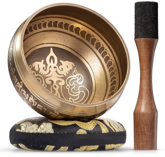 Omgoods - Tibetaanse Singing Bowl Set met Hamer en Kussen voor Harmonie en Mindfulness van Omgoods