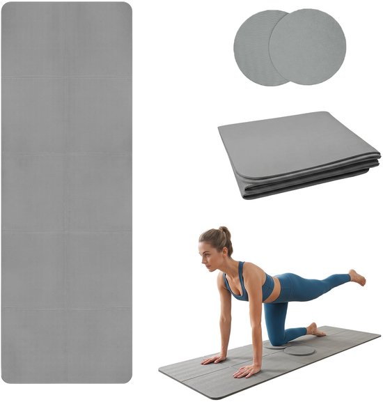 Omgoods - Vouwbare TPE Yoga Mat met 2 Kniekussens - 183 x 61 cm - Antislip en Draagbaar