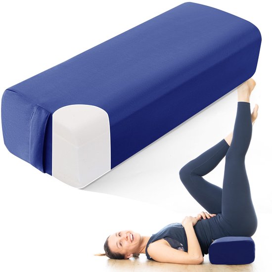 Omgoods - Yoga Bolster, Rechte Meditatiekussen met Verwijderbare Wasbare Hoes, Blauw