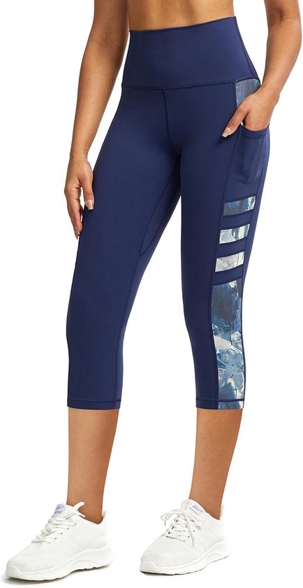 Ondoorzichtige Sportlegging Dames 3/4 met Hoge Taille en Zakken voor Fitness en Hardlopen