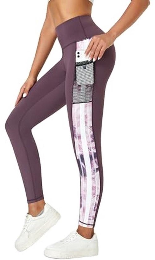 Ondoorzichtige sportlegging voor dames met zakken - Lange fitnessbroek voor hardlopen en training