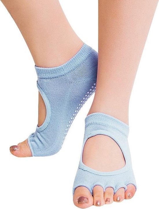 One Pair Open Toe Open Instep Anti-slip Sports Female Yoga Socks  Size: 34 - 39 (EUR) (Light Blue) van Momnuri