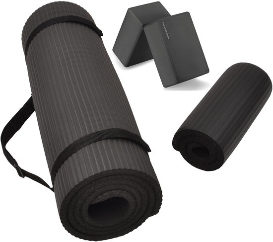 ONF3 - Yogamat - Antislip - Extra Dikke - Kniebeschermer - Comfortabel - Geschikt voor Alle Lichaamsformaten - Zwart