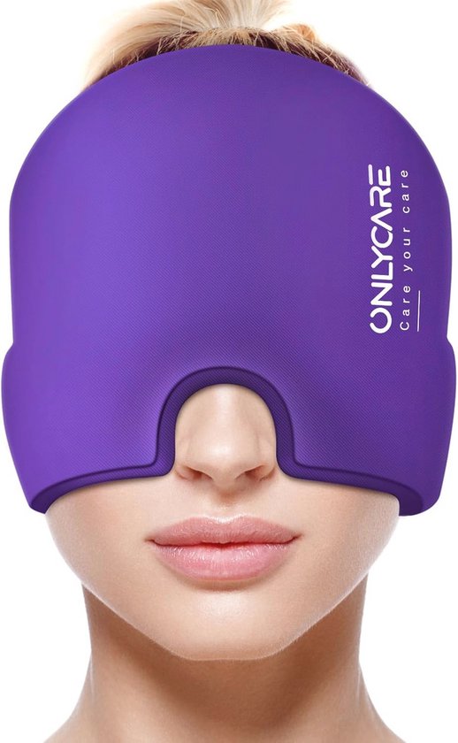 ONLYCARE Dop voor migraineverlichting, verbeterde geurloze migraine-ijskopwikkeling, hoofdpijnverlichting, oog-koelmasker