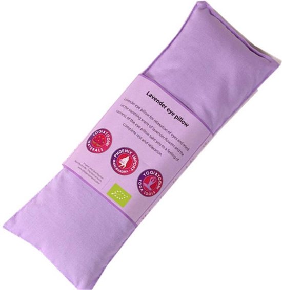 Oogkussen van biologisch katoen van Yogi & Yogini, gevuld met rijk geurende lavendel en lijnzaad, in de kleur violet, 140 gram van Yogi & Yogini