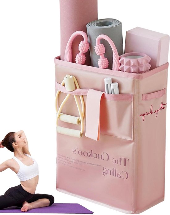 Opbergmand Yogamat - Fitness Organizer - Thuis Sporten - Ruime Capaciteit - 53.2 x 25 x 7.7 cm - Roze