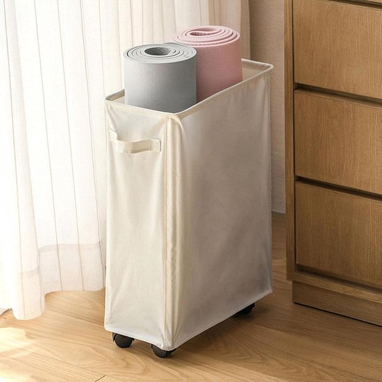 Opbergmand Yogamat - Sport organizer - Sportspullen opbergen - Met verplaatsbare wielen - 42 x 20 x 4 cm - Zwart