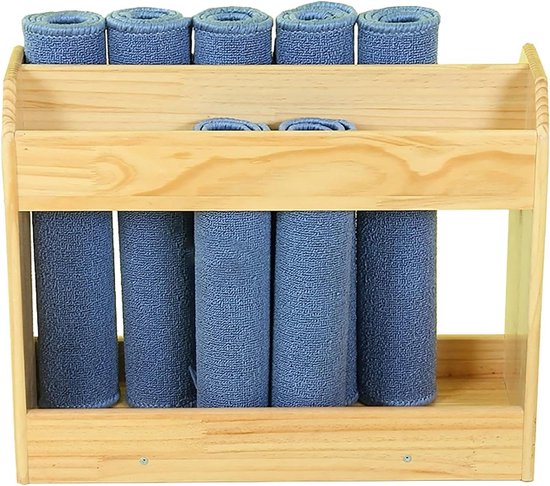 Opbergrek Yogamatten - Mattenhouder Fitness - Studio Organisatie - Gelaagde Plank Ontwerp - 50cm Hoog - Houtkleurig