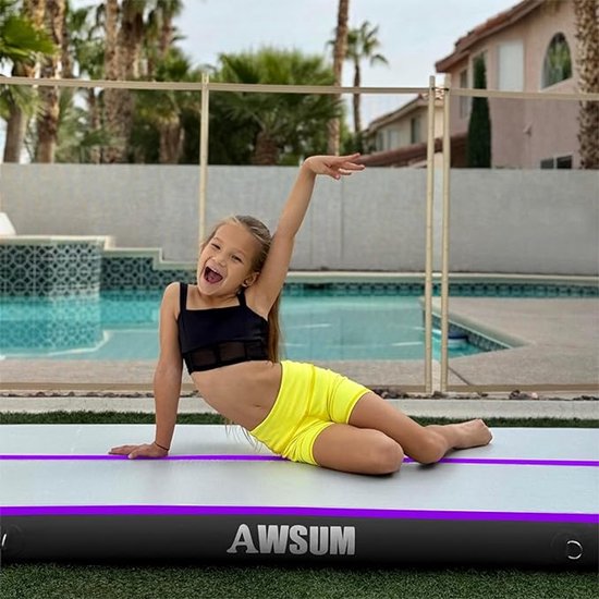 Opblaasbare Air Track Tumbling Mat 497 x 200 x 20 cm – Professionele Gymnastiek Air Roll Mat voor Turnen, Cheerleading, Taekwondo & Yoga – Snelle Elektrische Pomp Inclusief