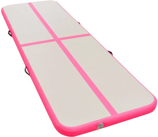 Opblaasbare Gymnastiekmat 300x100x10 cm - Grijs/Roze