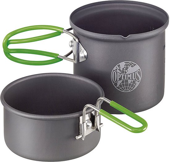 OPTIMUS Terra Solo Cook Set - 600 ml - Camping kooksysteem - Campingpannenset - Aluminium - Grijs van Opti