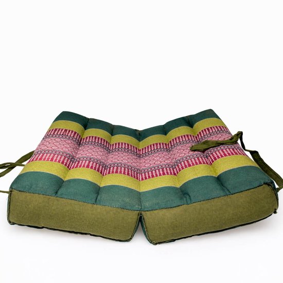 Opvouwbaar meditatiekussen – Thaise stijl – katoen & kapok – comfortabel zitkussen voor meditatie, yoga & mindfulness – handgemaakt en draagbaar van Merkloos
