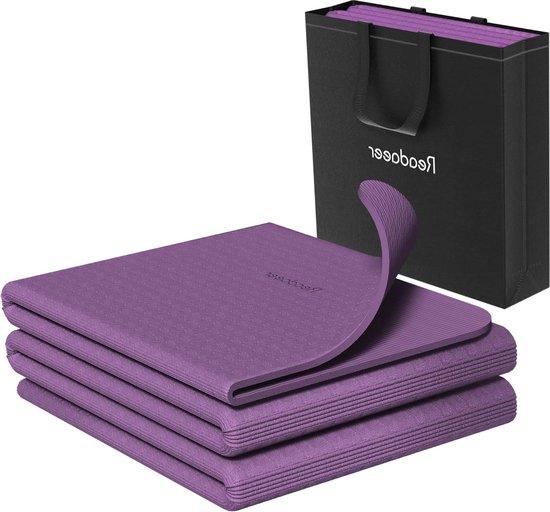 Opvouwbare 6 mm dikke yogamat met draagtas - Antislip TPE-oefening Pilates-mat voor 183 cm L x 61 cm B Yoga mat van Lion Jord.