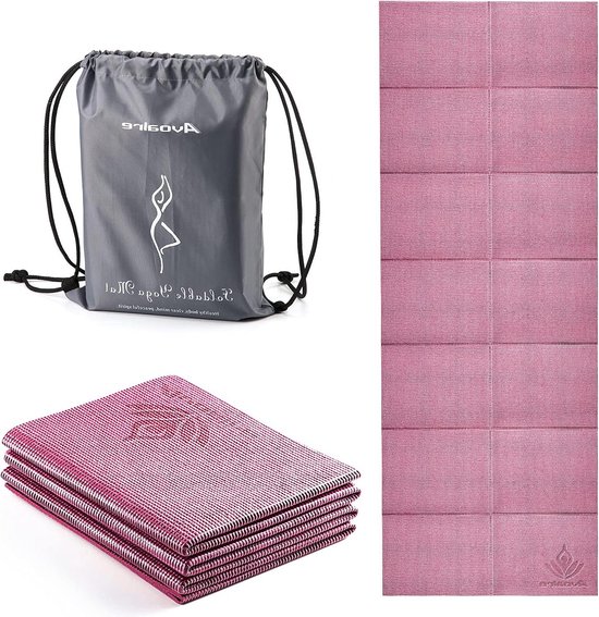 Opvouwbare Antislip Yoga Mat - Dikke PVC Fitness Training Pilates Gym Oefenmat - Draagbaar en Milieuvriendelijk met Workout voor Dames Heren Kinderen van Avoalre