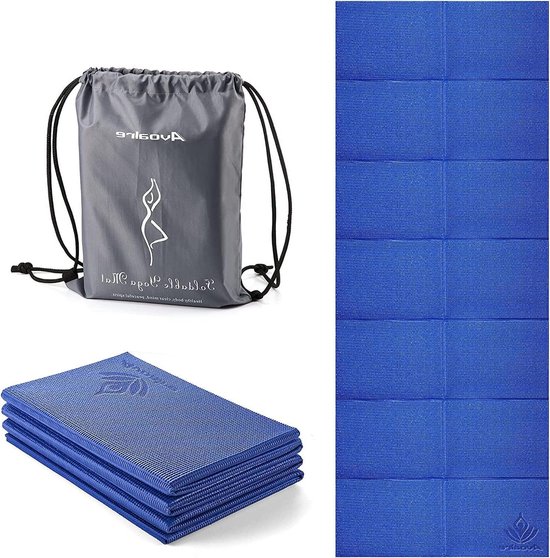 Opvouwbare antislip Yogamat 183 x 80 x 06 cm - 6 mm dik - Groot en duurzaam - Pilaren sportschool aerobics training - Kinderen en vrouwen - Inclusief rugzak van FBSport